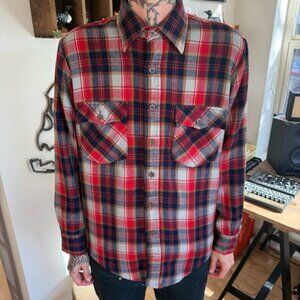 Vintage 60s 70s Plaid Button Down Flannel JcPenney ~ Size Medium